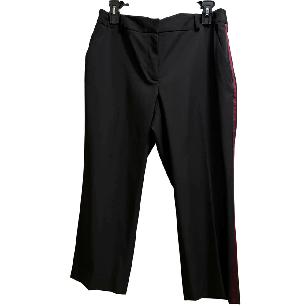 Dalia Dress Pants Womens 10P Black Burgundy Side Stripe Straight Leg Career